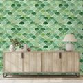 SAMOLEPÍCÍ TAPETA ZELENÉ GEOMETRICKÉ OBLOUKY - VZOROVANÉ TAPETY - TAPETY