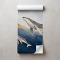 ZELFKLEVEND FOTOBEHANG AQUARELWALVISSEN IN GOUDBLAUW - FOTOBEHANG ZEELEVEN - FOTOBEHANG