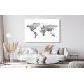 DECORATIVE PINBOARD WORLD MAP IN BLACK AND WHITE - PICTURES ON CORK - PICTURES