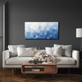 TABLEAU SUR TOILE – CARRÉS BLEUS SUPERPOSÉS DANS LA BRUME - IMAGES FORMES ABSTRAITES - TABLEAUX