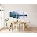 5-PIECE CANVAS PRINT PAINTED SCENERY OF A MOUNTAIN LAKE - PICTURES OF NATURE AND LANDSCAPE - PICTURES