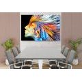 CANVAS PRINT COLORED PROFILE OF A WOMAN'S FACE - ABSTRACT PICTURES - PICTURES