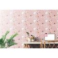 SELF ADHESIVE WALLPAPER BIRDS IN A DENSE FOREST WITH A PINK BACKGROUND - SELF-ADHESIVE WALLPAPERS - WALLPAPERS