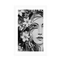 POSTER WITH MOUNT ORIGINAL PAINTING OF A WOMAN IN BLACK AND WHITE - BLACK AND WHITE - POSTERS