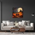 QUADRO SU TELA – SENTIERO DI HALLOWEEN VERSO LA CASA OSCURA - QUADRI HALLOWEEN E HORROR - STAMPE E QUADRI
