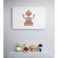 CANVAS PRINT WITH A ROBOT THEME IN RED - CHILDRENS PICTURES - PICTURES