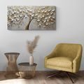 WANDBILD GOLDENER BAUM MIT BLUMEN - BILDER BÄUME UND LAUB - BILDER