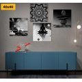 SET TABLOURI ARMONIE FENG SHUI ÎN DESIGN ALB-NEGRU - COMPOZIȚIE DE TABLOURI - TABLOURI