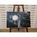 CANVAS PRINT WOLF MOON IN BLACK AND WHITE - BLACK AND WHITE PICTURES - PICTURES