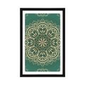 AFFICHE AVEC MONTURE LE MANDALA SUR FOND TURQUOISE - FENG SHUI - AFFICHES