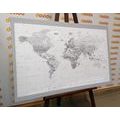 DECORATIVE PINBOARD CLASSIC BLACK AND WHITE MAP WITH A GRAY BORDER - PICTURES ON CORK - PICTURES