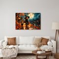 WANDBILD KLEINE HEXE IN DER HERBSTNACHT - HALLOWEEN- UND HORROR-BILDER - BILDER