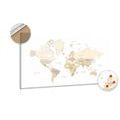 DECORATIVE PINBOARD WORLD MAP WITH VINTAGE ELEMENTS - PICTURES ON CORK - PICTURES