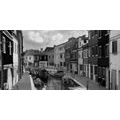 CANVAS PRINT BLACK AND WHITE HOUSES IN A TOWN - BLACK AND WHITE PICTURES - PICTURES