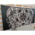 CANVAS PRINT MANDALA OF HEALTH IN BLACK AND WHITE - BLACK AND WHITE PICTURES - PICTURES