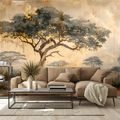 TAPET AUTOADEZIV SAVANA AFRICANĂ ÎN TONURI CALDE - TAPET COPACI - TAPETURI