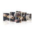 5-PIECE CANVAS PRINT HANGING PASTRY ON A ROPE - PICTURES OF FOOD AND DRINKS - PICTURES