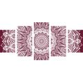 5-PIECE CANVAS PRINT MANDALA OF HARMONY ON A PINK BACKGROUND - PICTURES FENG SHUI - PICTURES