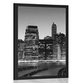 POSTER NEW YORK CITY AT NIGHT IN BLACK AND WHITE - BLACK AND WHITE - POSTERS