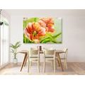 CANVAS PRINT RED TULIPS IN A VINTAGE DESIGN - PICTURES FLOWERS - PICTURES