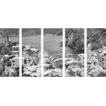 5-PIECE CANVAS PRINT BLACK AND WHITE COAST OF ITALY - BLACK AND WHITE PICTURES - PICTURES