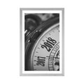 POSTER WITH MOUNT VINTAGE POCKET WATCH IN BLACK AND WHITE - BLACK AND WHITE - POSTERS