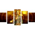 TABLOU 5-PIESE STATUIE BUDDHA CU FUNDAL ABSTRACT - TABLOURI FENG SHUI - TABLOURI