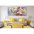 5-PIECE CANVAS PRINT OIL PAINTING OF SUMMER FLOWERS - PICTURES FLOWERS - PICTURES