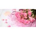 CANVAS PRINT ROMANTIC PINK BOUQUET OF ROSES - STILL LIFE PICTURES - PICTURES
