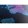 CANVAS PRINT WORLD MAP WITH A BEAUTIFUL NEON DETAIL - PICTURES OF MAPS - PICTURES