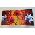 5-PIECE CANVAS PRINT FLOWERS IN ETHNO STYLE - PICTURES FLOWERS - PICTURES