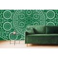 TAPETA DELIKATNA ETNICZNA MANDALA W KOLORZE ZIELONYM - TAPETY FENG SHUI - TAPETY