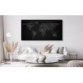 DECORATIVE PINBOARD WORLD MAP WITH NIGHT SKY IN BLACK AND WHITE - PICTURES ON CORK - PICTURES