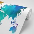 WALLPAPER COLORFUL MAP OF THE WORLD IN WATERCOLOR DESIGN - WALLPAPERS MAPS - WALLPAPERS