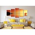 5-PIECE CANVAS PRINT ORANGE SAILBOAT - PICTURES OF NATURE AND LANDSCAPE - PICTURES