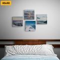 CANVAS PRINT SET SNOWY MOUNTAINS - SET OF PICTURES - PICTURES