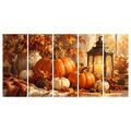 QUADRI 5 PEZZI – NATURA MORTA AUTUNNALE CON ZUCCHE - QUADRI HALLOWEEN E HORROR - STAMPE E QUADRI