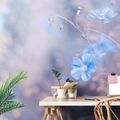 WALL MURAL BLUE FLOWERS ON A VINTAGE BACKGROUND - WALLPAPERS FLOWERS - WALLPAPERS