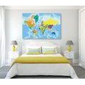 CANVAS PRINT COLORED WORLD MAP - PICTURES OF MAPS - PICTURES