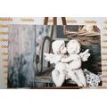 CANVAS PRINT STATUES OF ANGELS ON A BENCH - PICTURES OF ANGELS - PICTURES