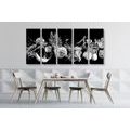 5-PIECE CANVAS PRINT ORGANIC FRUITS AND VEGETABLES IN BLACK AND WHITE - BLACK AND WHITE PICTURES - PICTURES