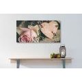CANVAS PRINT ROSE AND A HEART IN VINTAGE DESIGN - VINTAGE AND RETRO PICTURES - PICTURES