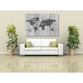 CANVAS PRINT GRAY MAP ON A WOODEN BACKGROUND - PICTURES OF MAPS - PICTURES