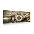 CANVAS PRINT WATCH FROM THE PAST IN SEPIA DESIGN - BLACK AND WHITE PICTURES - PICTURES