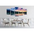 IMPRESSION SUR TOILE EN 5 PARTIES COUCHER DE SOLEIL ROMANTIQUE DANS LES MONTAGNES - IMPRESSION SUR TOILE DE NATURE ET PAYSAGE - IMPRESSION SUR TOILE