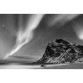 CANVAS PRINT NORTHERN LIGHTS IN NORWAY IN BLACK AND WHITE - BLACK AND WHITE PICTURES - PICTURES