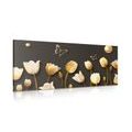 WANDBILD TULPEN MIT GOLDENEM MOTIV - BILDER BLUMEN - BILDER