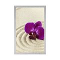 AFFICHE JARDIN ZEN DE SABLE AVEC UNE ORCHIDÉE VIOLETTE - FENG SHUI - AFFICHES