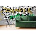 SELF ADHESIVE WALLPAPER GREEN STREET ART INSCRIPTION WITH SPRAYS - SELF-ADHESIVE WALLPAPERS - WALLPAPERS