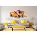 5-PIECE CANVAS PRINT BEAUTIFUL BLOOMING FLOWERS IN THE GARDEN - PICTURES FLOWERS - PICTURES